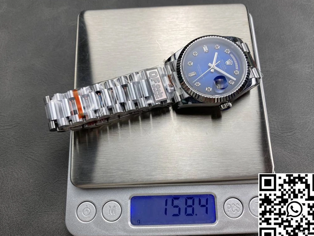 Day 128239-0023 Rolex Date 36mm Steel QF v5 Factory Blue Dial Tungsten 0312